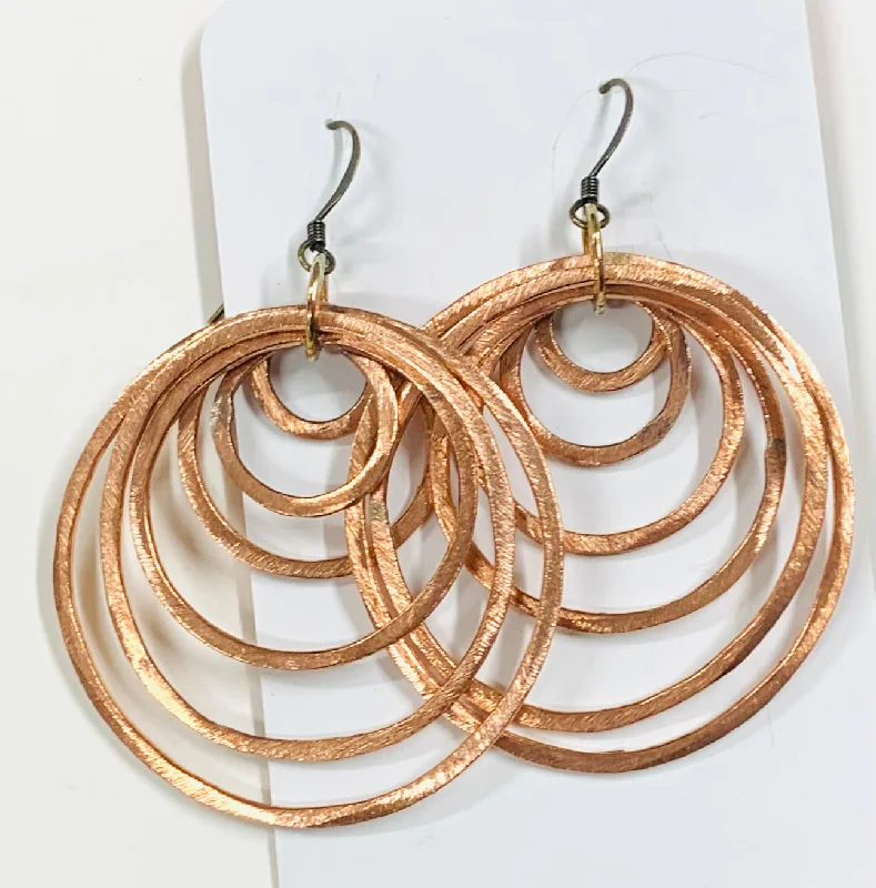 women's sustainable earrings-6 hoop copper feature earrings