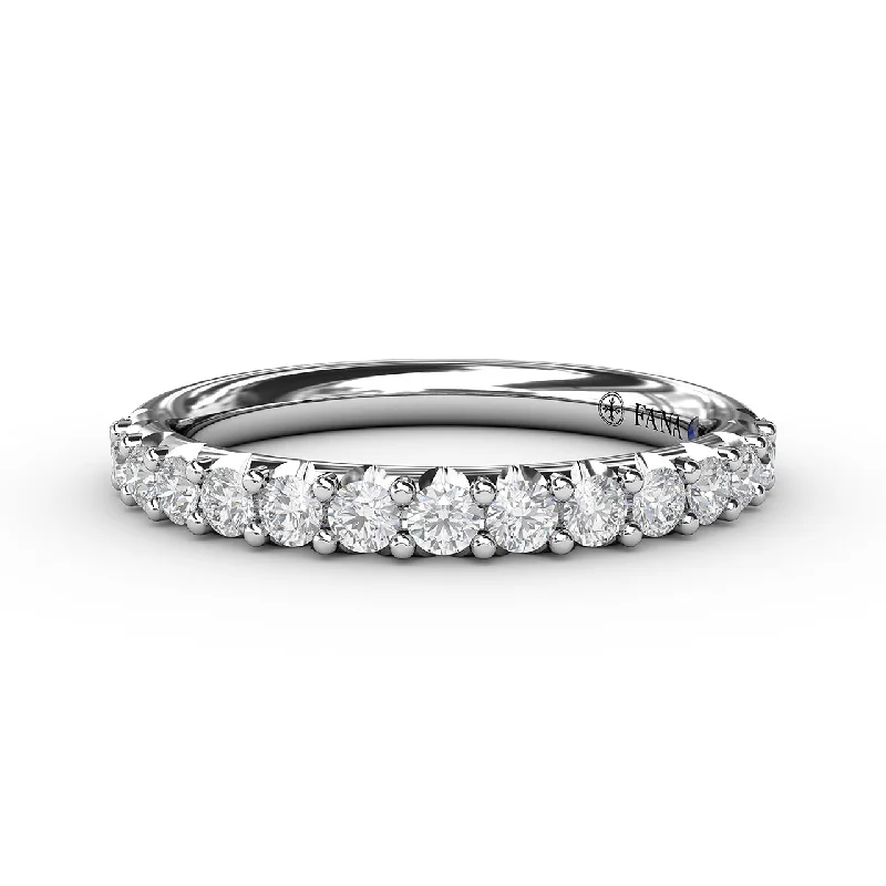 women's stackable engagement rings-Fana 14K White Gold and Diamond Wedding Band