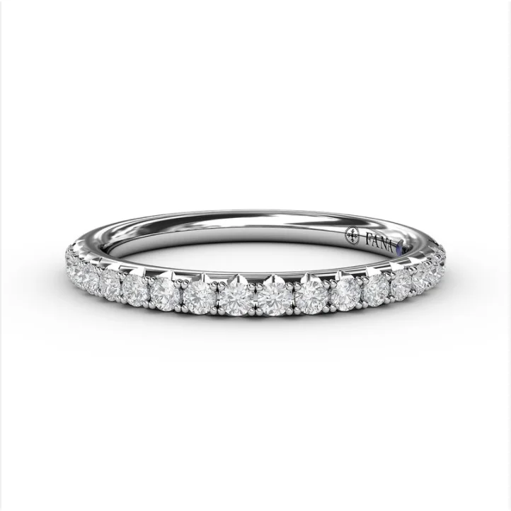 women's floral engagement rings-Fana 14K White Gold Pave Diamond Wedding Band