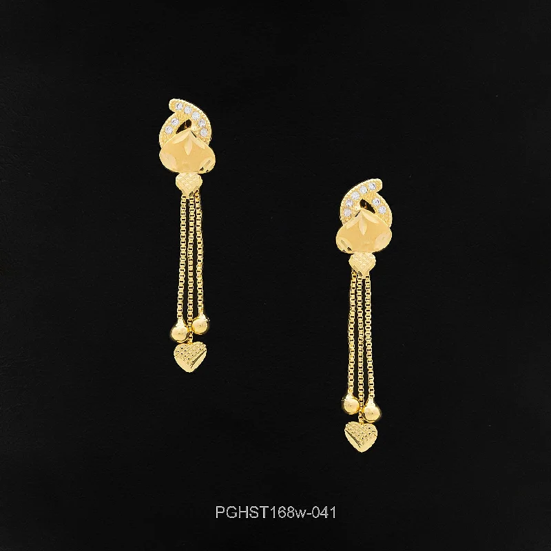 women's ear cuff earrings-GOLDEN HANGING STUD PGHST168w-041