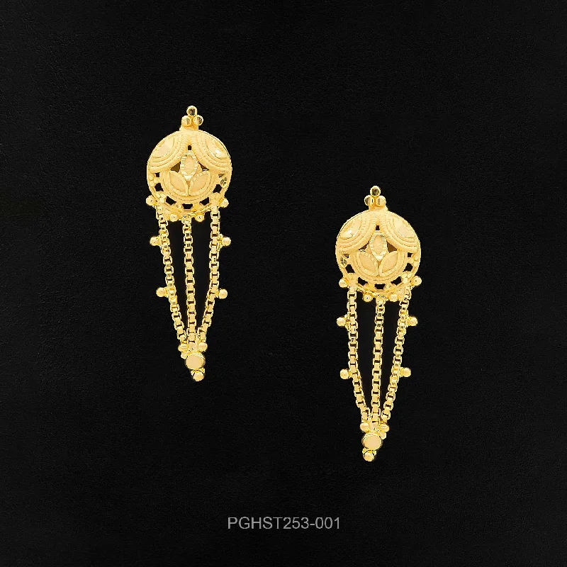 women's elegant earrings-GOLDEN HANGING STUD PGHST253-001