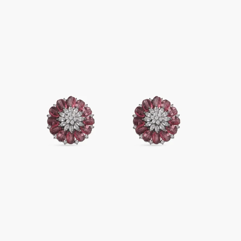 women's elegant earrings-Blush Floral CZ Studs