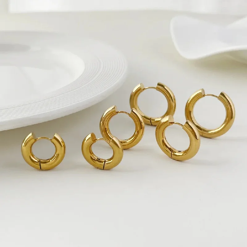 women's modern earrings-Round Hoop