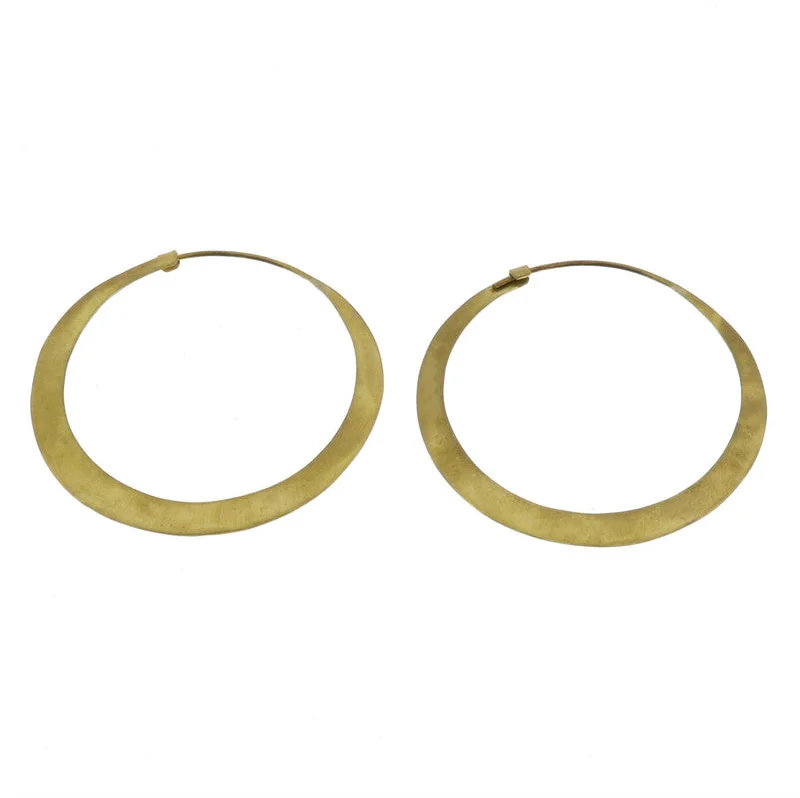 women's luxury earrings-Hoop Brass Earrings - Lrg