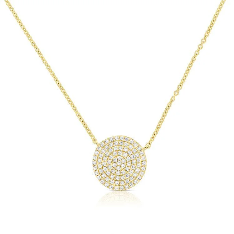 women's friendship necklaces-14K Yellow Gold Diamond Medium Disc Necklace