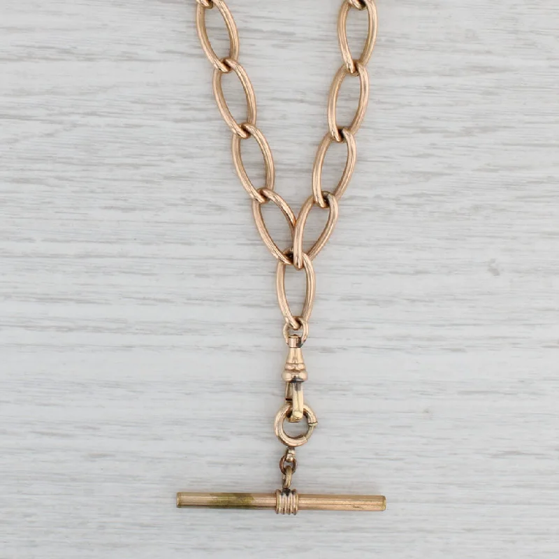 women's floral necklaces-Vintage Watch Fob Chain Necklace Gold Filled Curb Chain