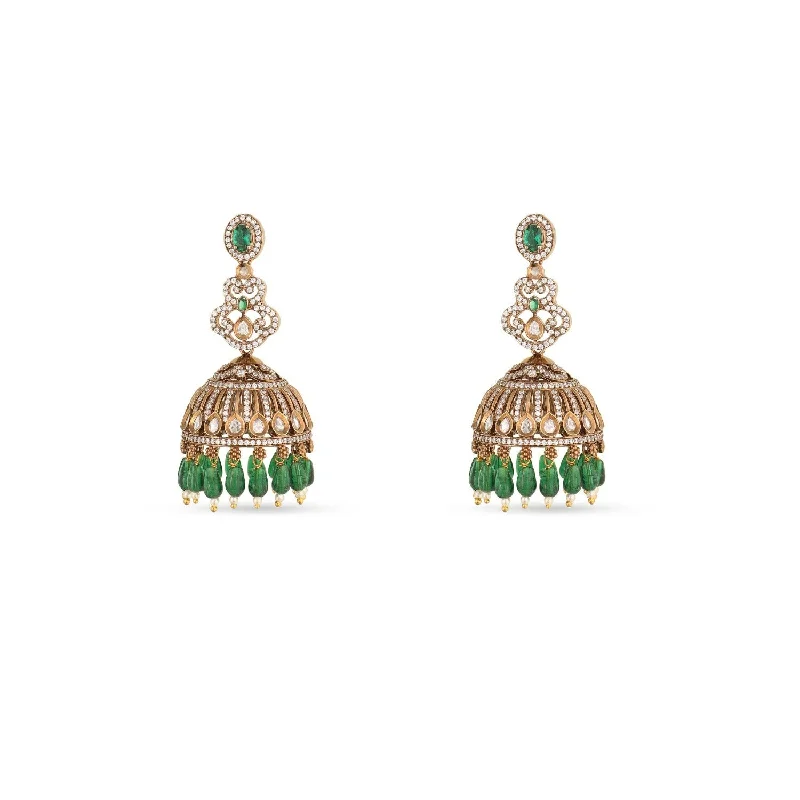 women's hypoallergenic earrings-Gene Nakshatra CZ Jhumka Earrings