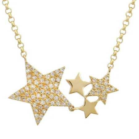 women's tennis chain necklaces-14K Yellow Gold Diamond Star Constellation Necklace