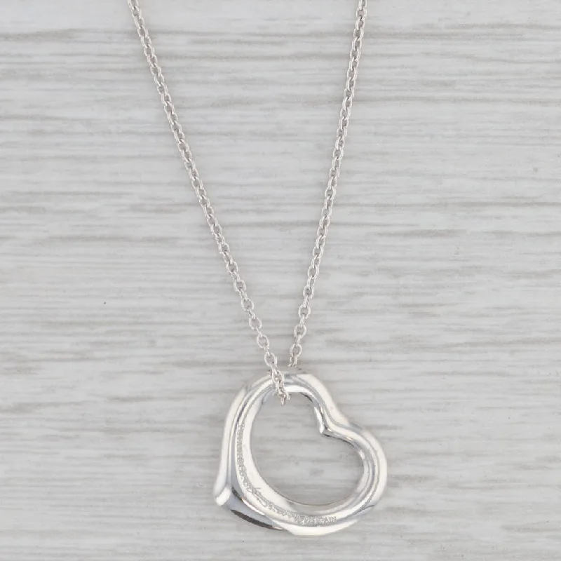 women's rope chain necklaces-Tiffany & Co. Elsa Peretti Sterling Silver Open Heart Pendant Necklace 18" w/Box