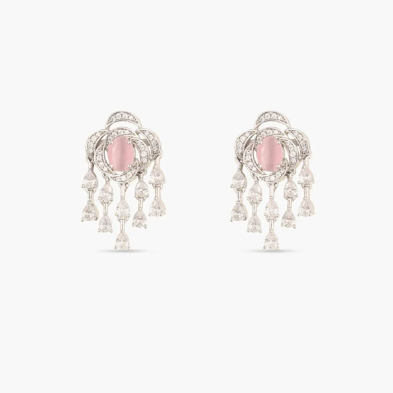 women's topaz earrings-Rose Nakshatra CZ Drop Earrings