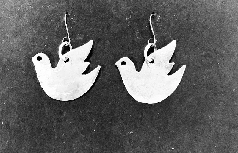 women's heavy earrings-Dove silver earrings