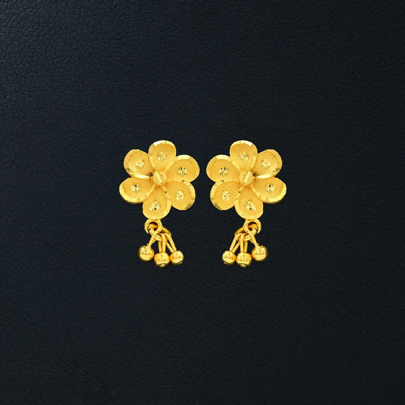 women's floral earrings-GOLDEN HANGING STUD PGHST74-09