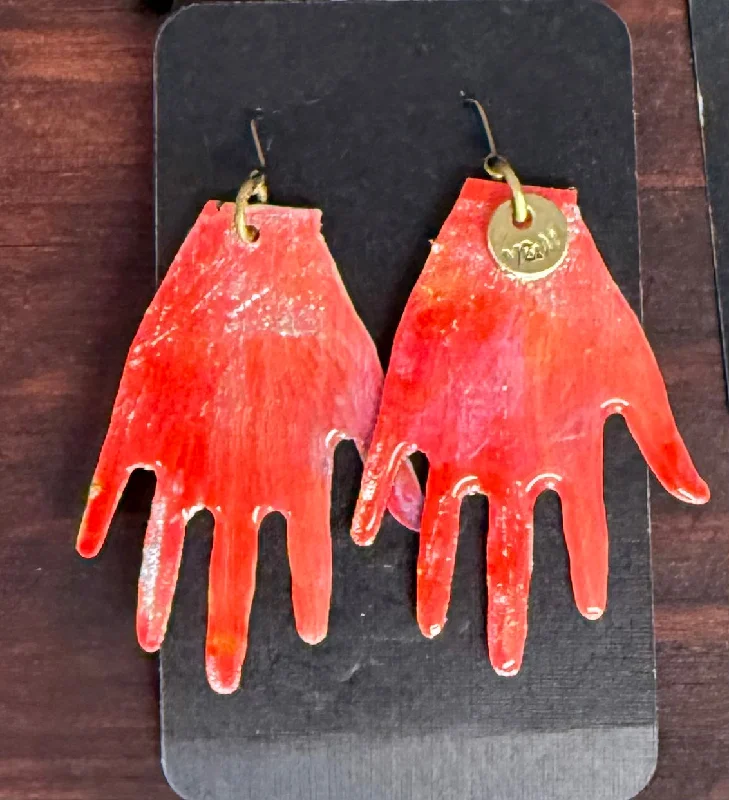 women's sea-inspired earrings-Big hand earrings