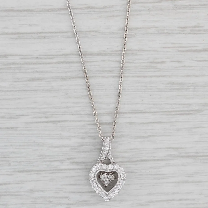 women's handcrafted necklaces-0.23ctw Floating Diamond Heart Pendant Necklace 14k White Gold 16" Cable Chain