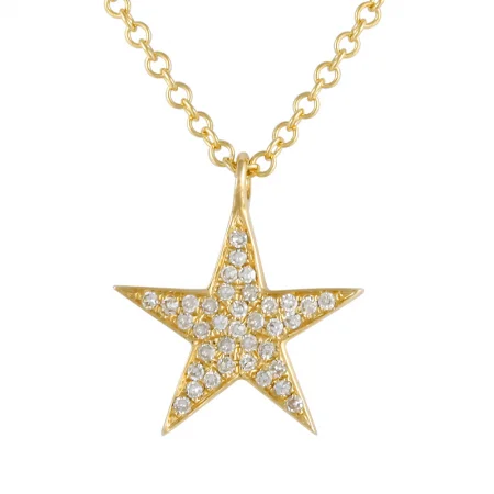 women's star necklaces-14K Yellow Gold Diamond Star Necklace