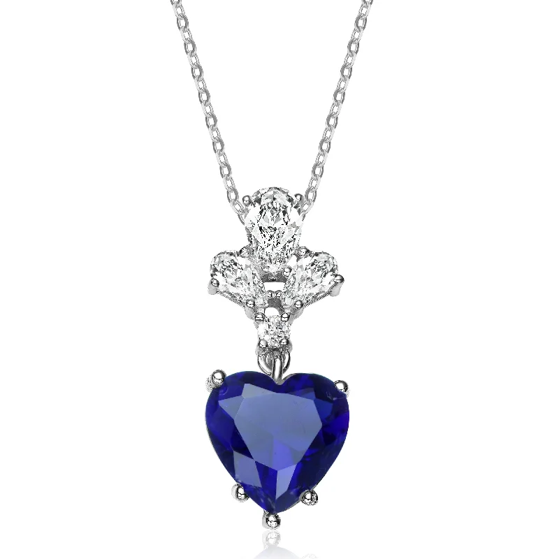 women's nature-inspired necklaces-La Roche Dainty Blue Solitaire Heart Pendant Necklace