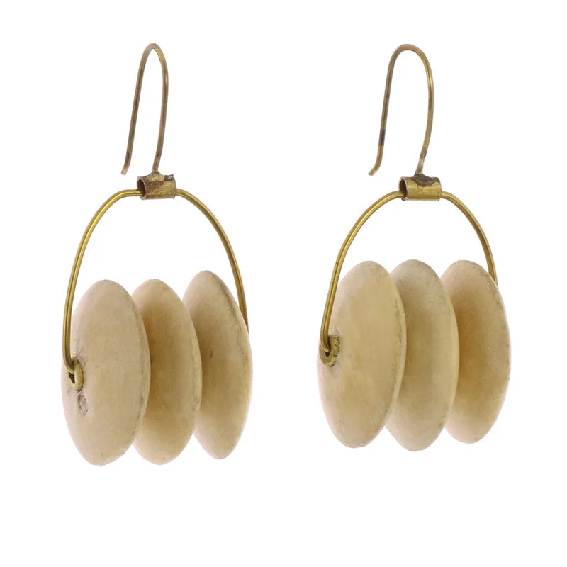 women's butterfly earrings-Gaviota Earrings, Wood Disk