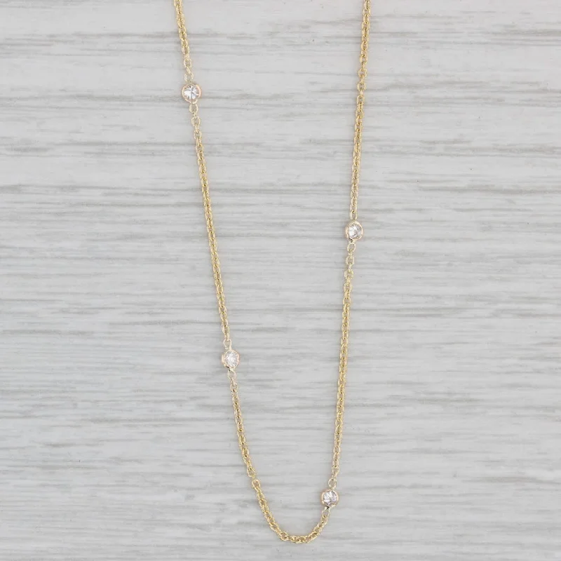 women's gold necklaces-New 0.30ctw Diamond By The Yard Station Necklace 14k Gold 16-18" Adjustable