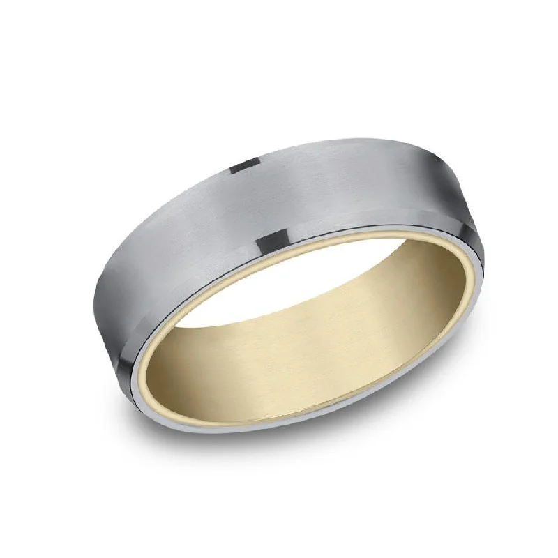 women's eternity engagement rings-Benchmark Tantalum and 14k Yellow Gold 6.5 mm Wedding Band