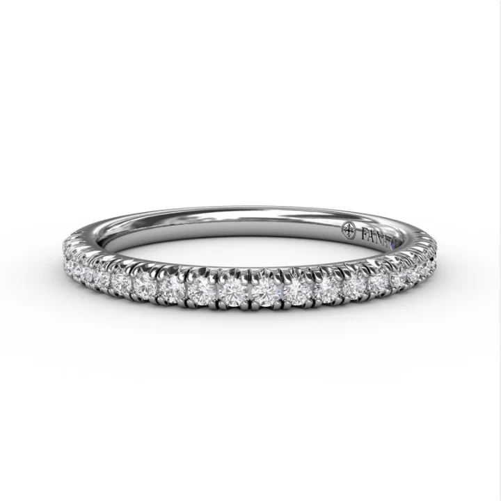 women's high-set engagement rings-Fana 14K White Gold and Diamond Modern Pave Set Wedding Band