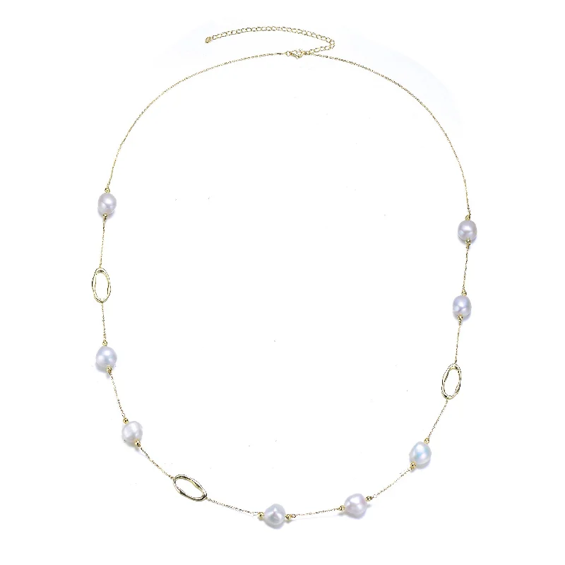 women's friendship necklaces-Brigitte Dainty Golden Pearl Necklace