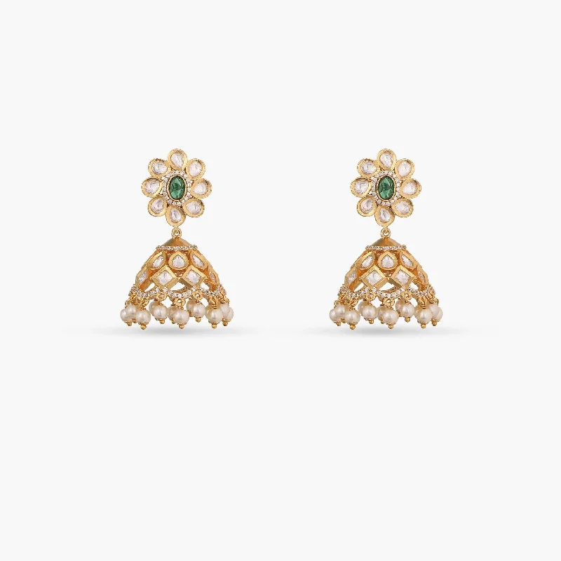 women's chic earrings-Sonia Kundan Jhumka Earrings