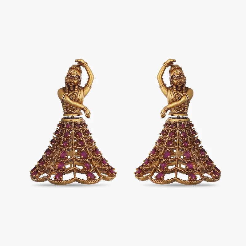 women's platinum earrings-Dancing Lady Antique Earrings