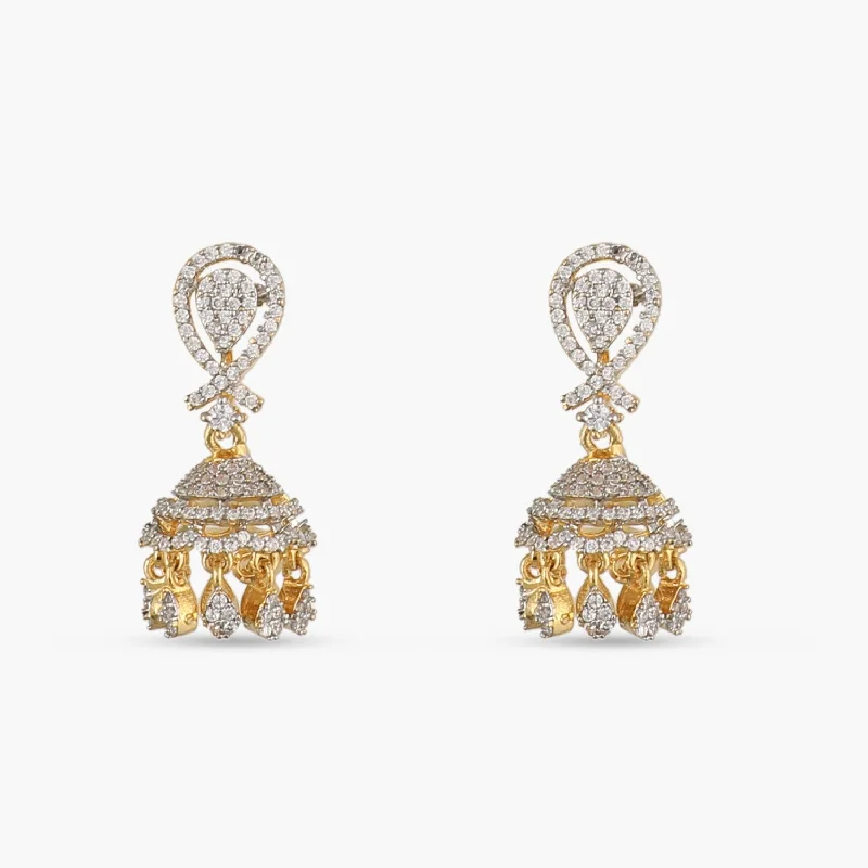 women's square earrings-Pear CZ Jhumki Earrings