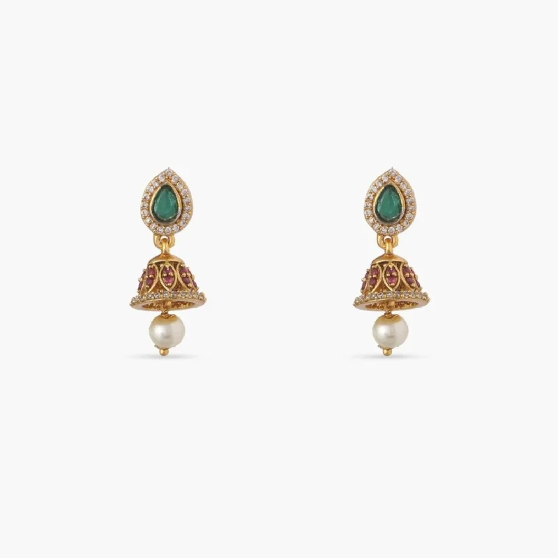 women's cross earrings-Apri Nakshatra CZ Mini Jhumki