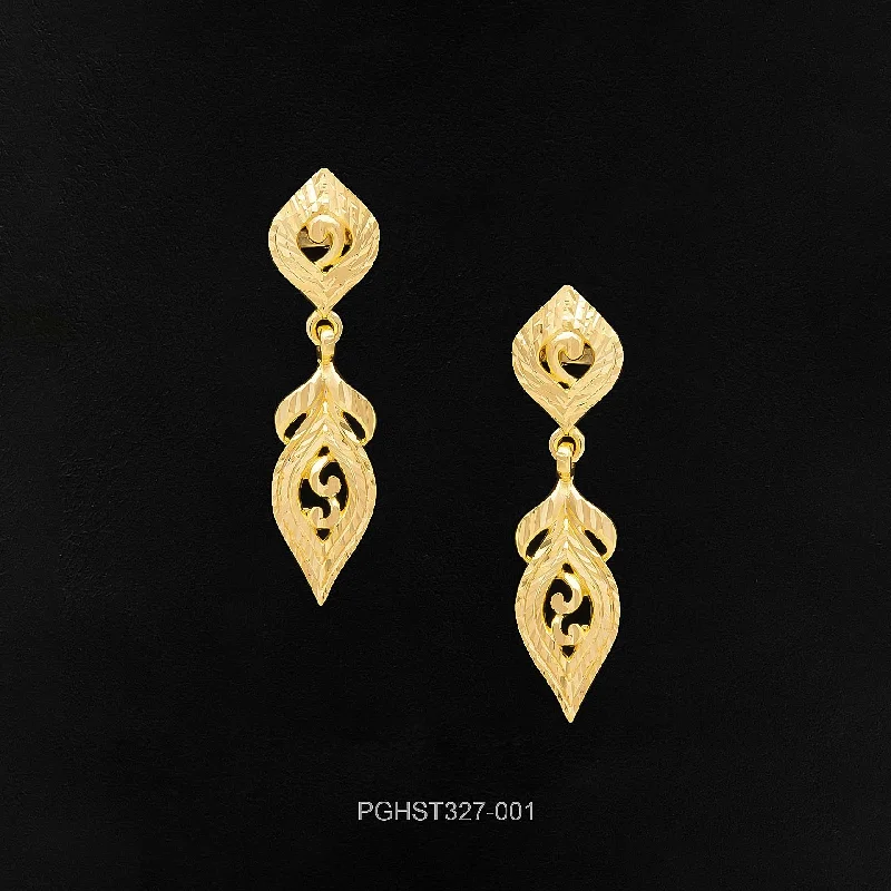 women's fashion-forward earrings-GOLDEN HANGING STUD PGHST327-001