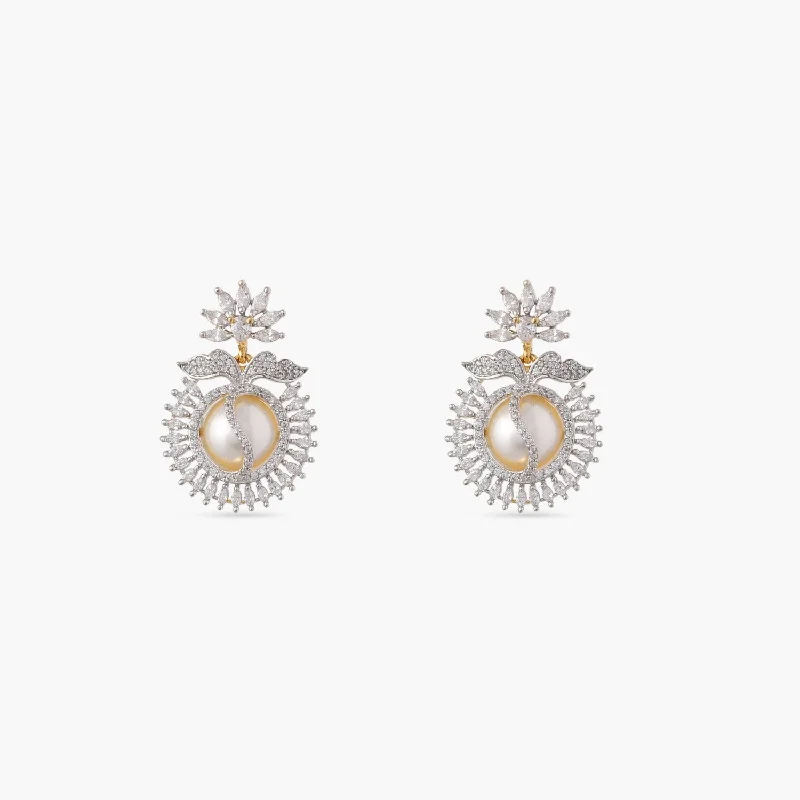 women's fashion-forward earrings-Reita CZ Pearl Stud Earrings