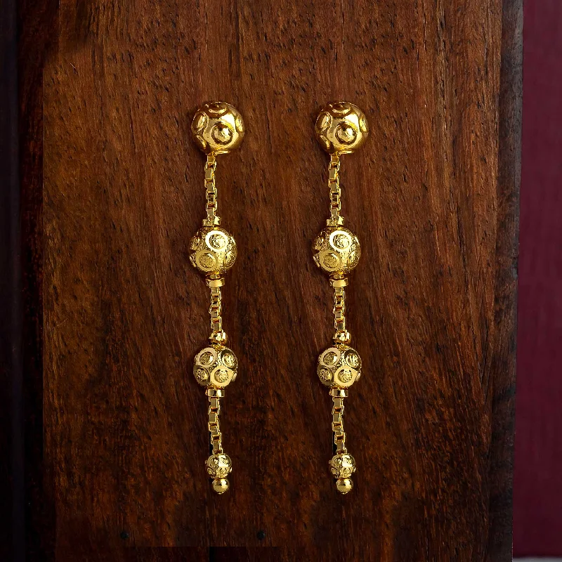 women's chandelier earrings-Golden Earrings With Hanging PGHST50-041