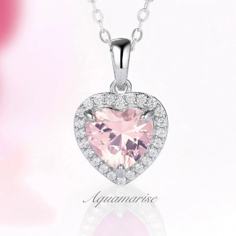 women's chain necklaces-Love Morganite Necklace- Sterling Silver