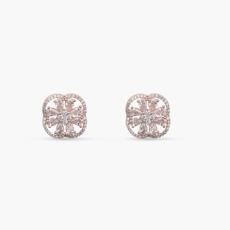 women's shell earrings-Petal CZ Stud Earrings