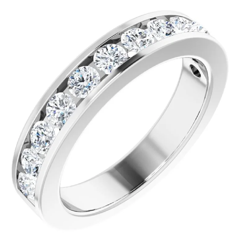 women's alternative engagement rings-14K White Gold Channel Set Diamond Wedding Band