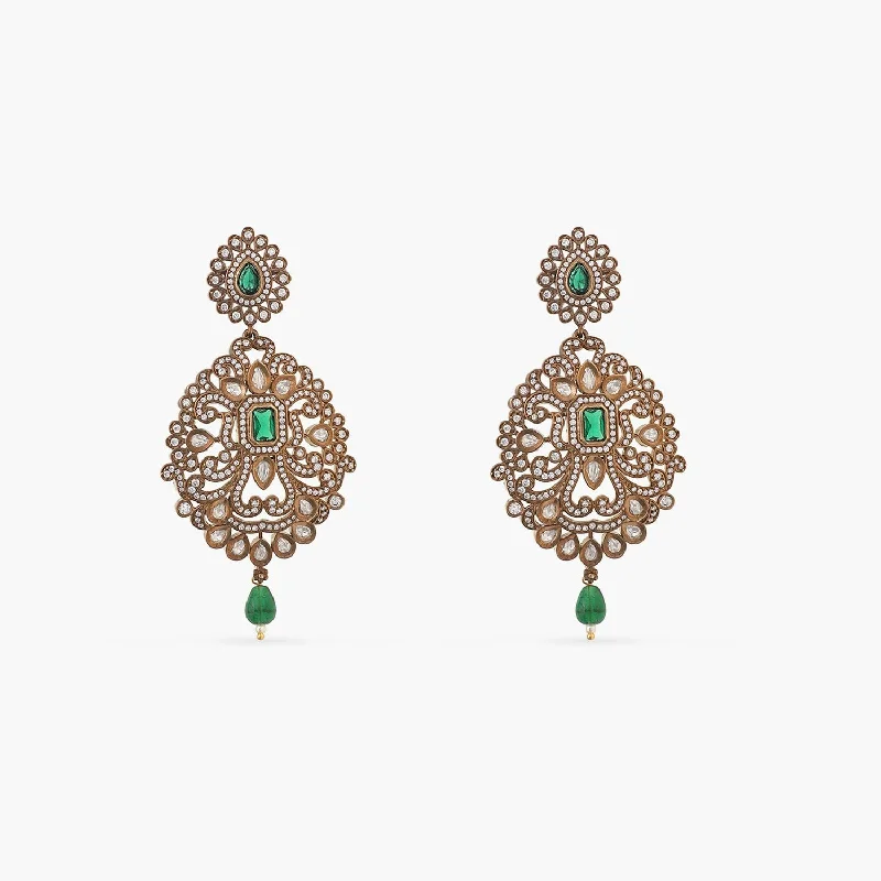 women's dolphin earrings-Briar Nakshatra CZ Chandelier Earrings