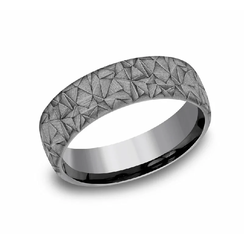 women's engagement rings-Benchmark 6.5mm Kaleidoscope Pattern Tantalum Wedding Band