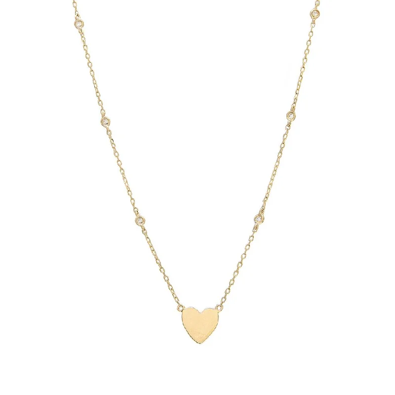 women's initial necklaces-14K YELLOW GOLD DIAMOND BY THE YARD & HEART NECKLACE