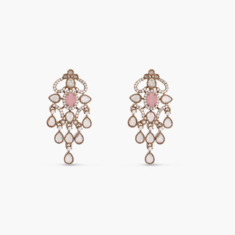 women's sustainable earrings-Ardeyi CZ Pink Stud Earrings