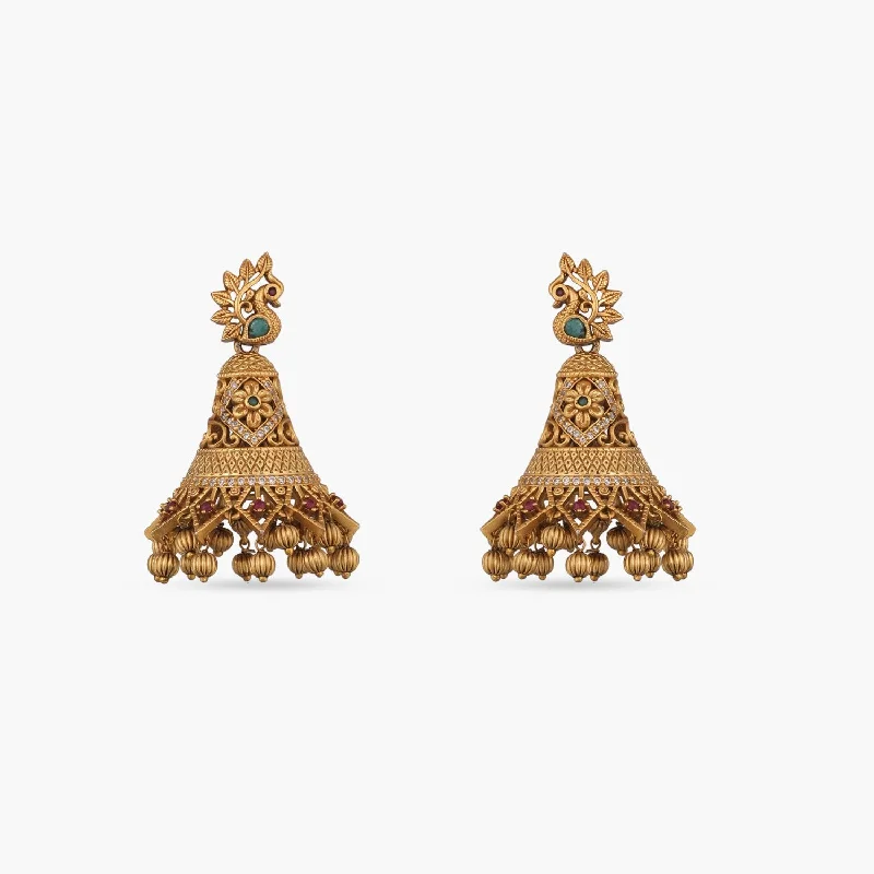 women's dangle earrings-Keki Antique Jhumka Earrings