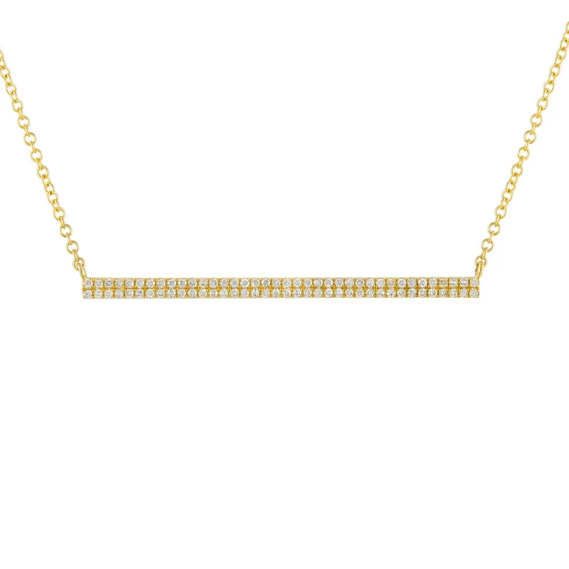 women's topaz necklaces-14k Yellow Gold Diamond Bar Necklace