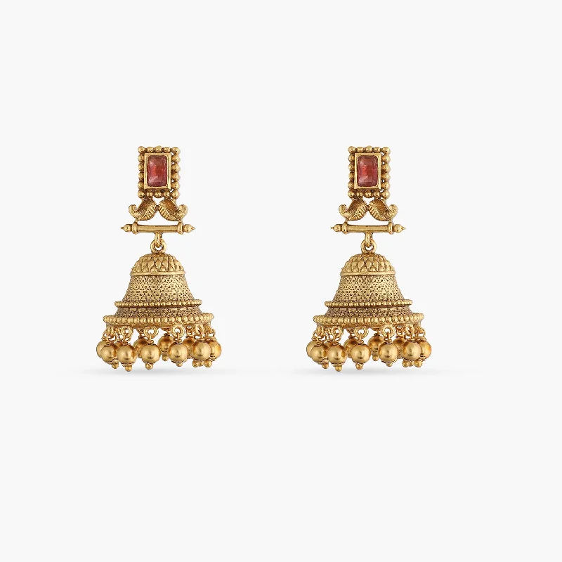 women's wave earrings-Fida Antique Jhumka Earrings