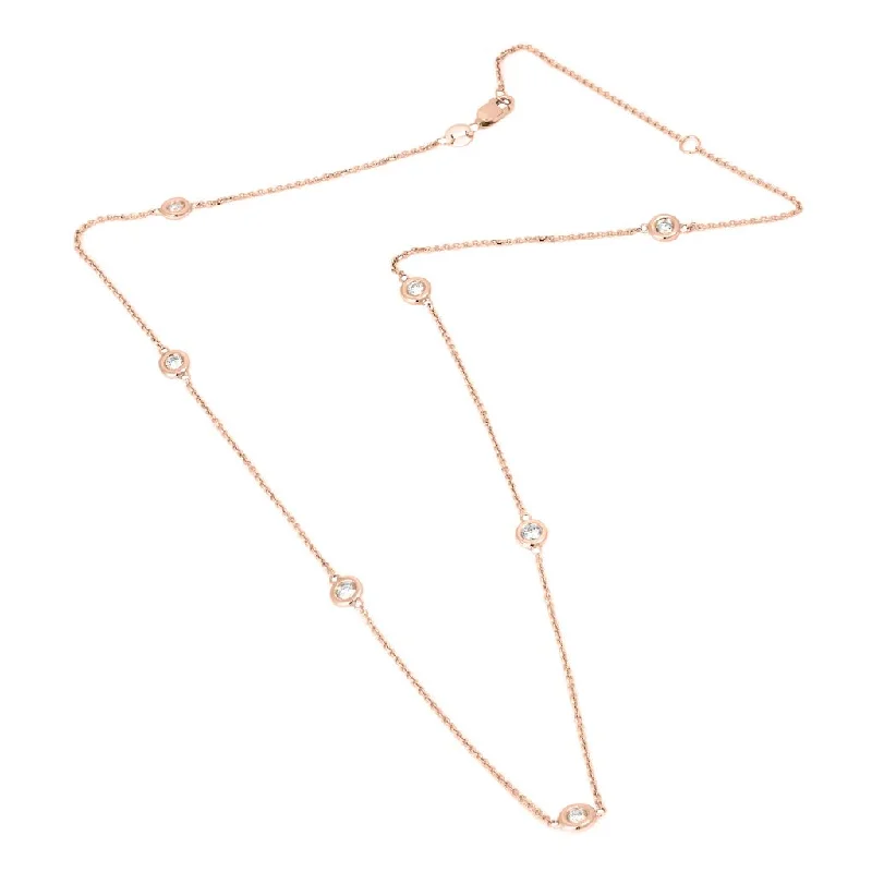 women's antique necklaces-14K Rose Gold Diamond By The Yard Necklace