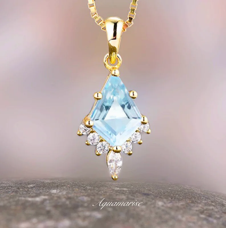 women's long necklaces-Skye Kite™  Kite Aquamarine Necklace- 14K Yellow Gold Vermeil