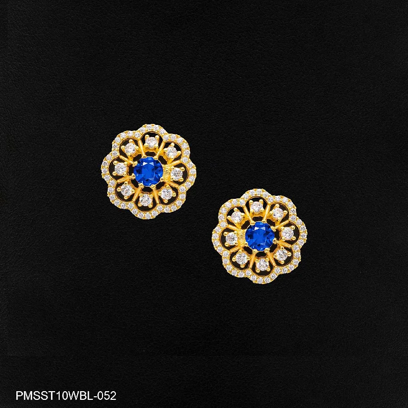 women's affordable earrings-PREMIUM STONE STUD PMSST10WBL-052