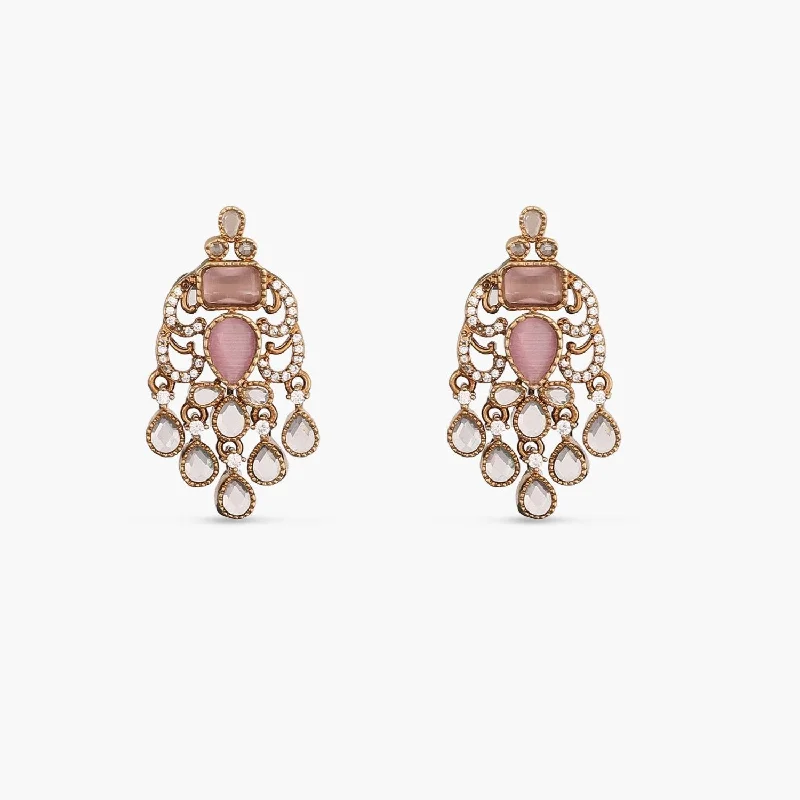 women's chain earrings-Alina CZ Pink Stud Earrings