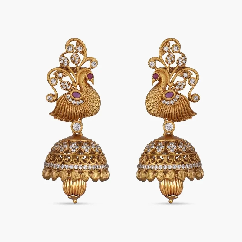 women's tree of life earrings-Malavika Antique Jhumka Earrings