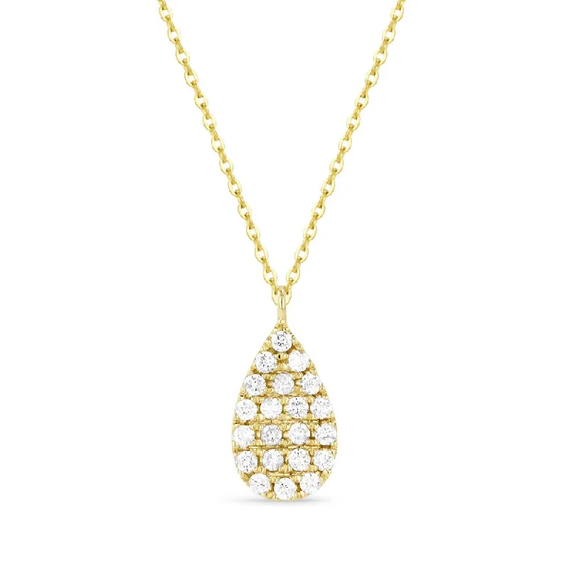 women's tennis chain necklaces-MODERN YELLOW GOLD TEARDROP SHAPED DIAMOND PENDANT NECKLACE, .14 CT TW