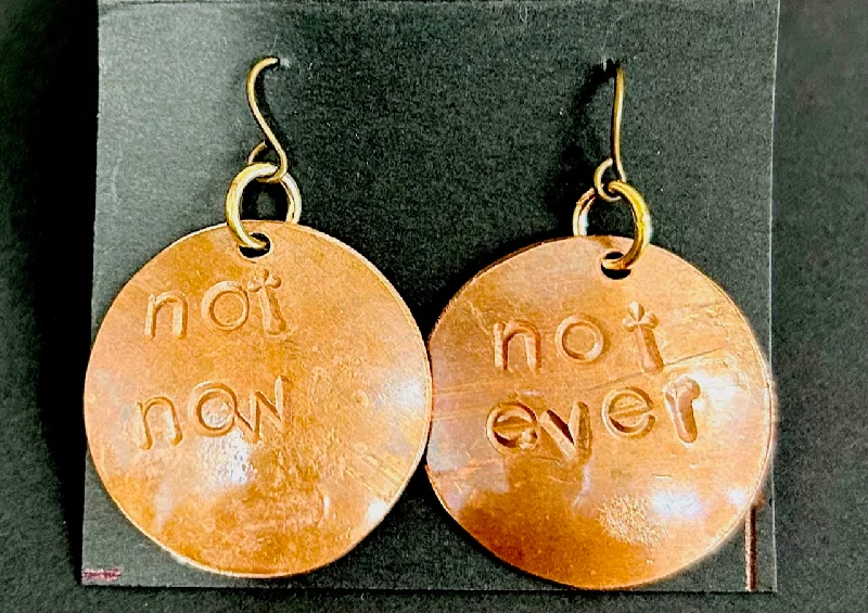 women's elegant earrings-Not Now disc Not Ever disc Parliament House disc earrings