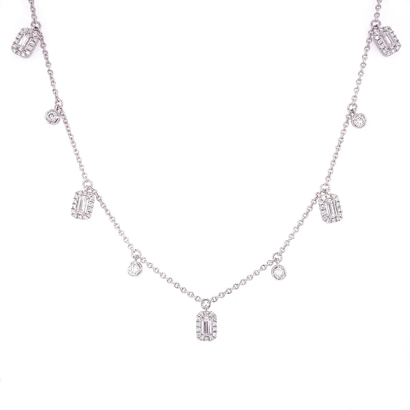 women's pearl necklaces-18K White Gold Diamond Shaker Necklace